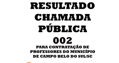 Resultado Chamada Publica - Municipio de Campo Belo do Sul - SC