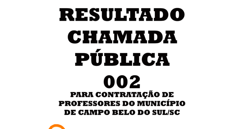 Resultado Chamada Publica - Municipio de Campo Belo do Sul - SC