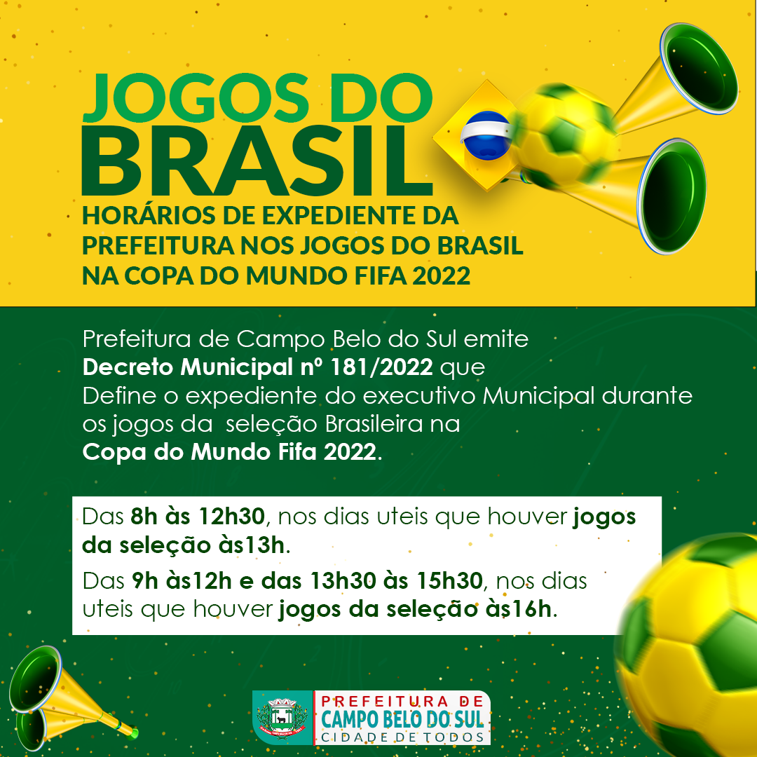 Nesta sexta-feira não haverá atendimento à tarde nas repartições públicas  municipais - MUNICÍPIO de Jardinópolis, quartas de final da copa do mundo  catar 2022 assistir 