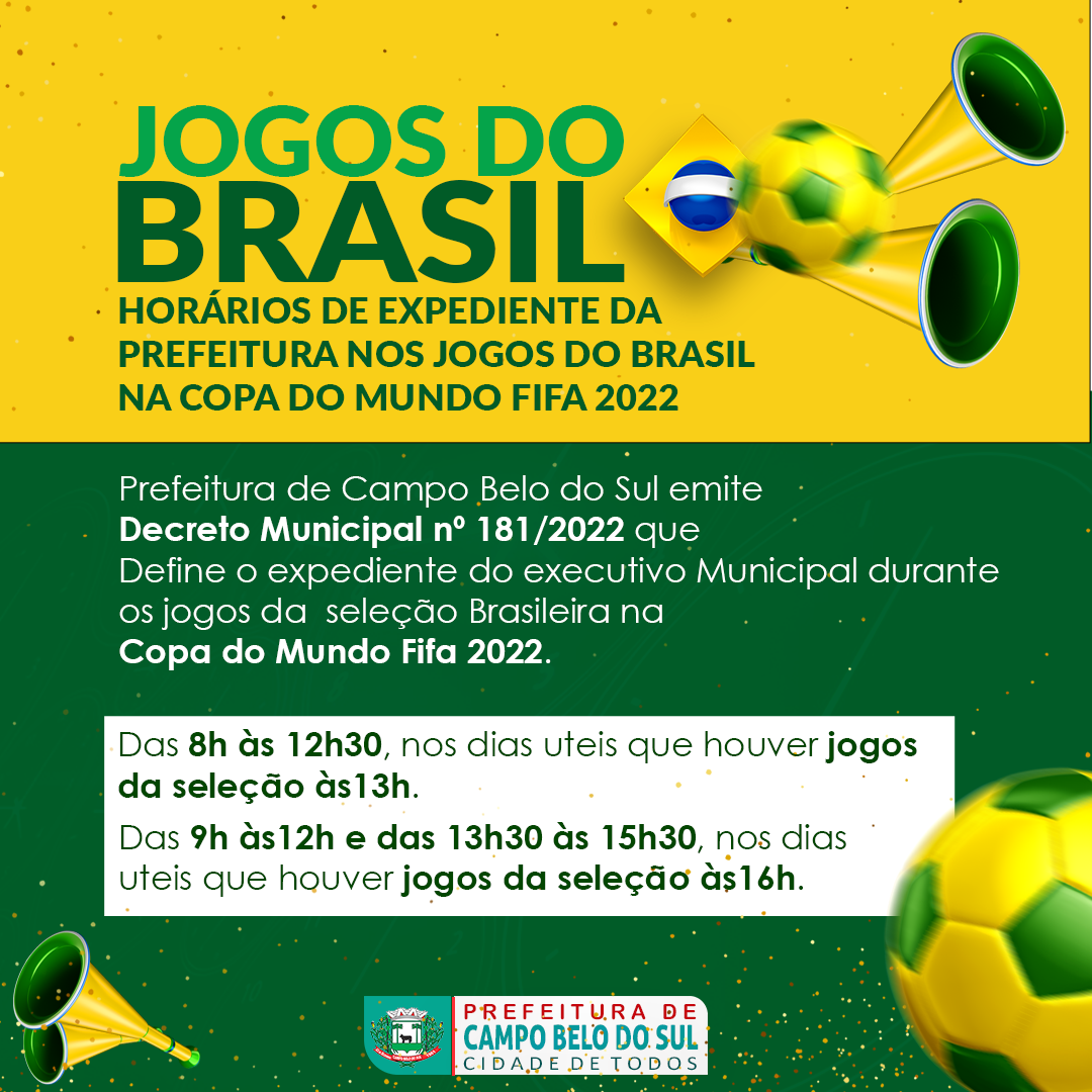 Horário de expediente especial nos jogos da Copa